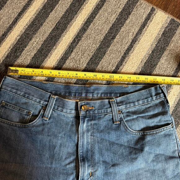 Distressed Cut Carhartt Blue Denim Grunge Y2K Summer Skater Shorts Sz.36 - Picture 7 of 7